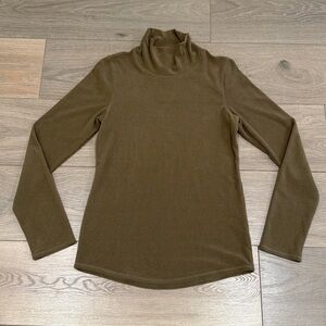 ZELLA Brown Teak Cozy Rib Mock Neck Top Long Sleeve Soft Textured Shirt Size S
